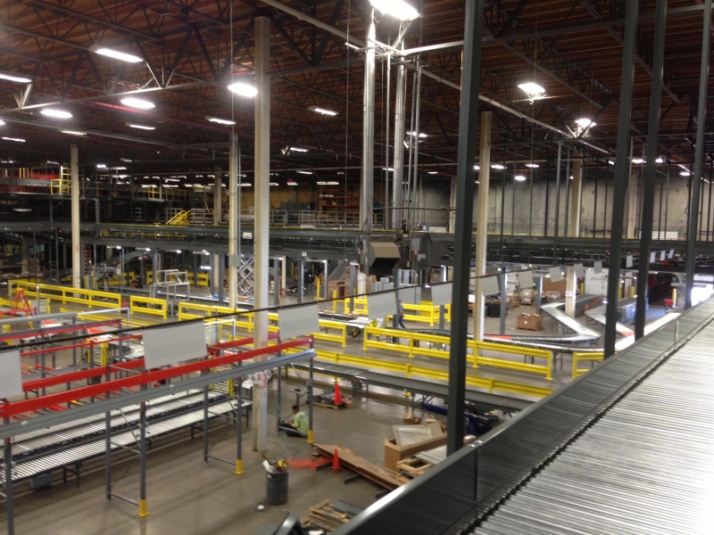 Interior of AAFES California with material handling equipment installed.